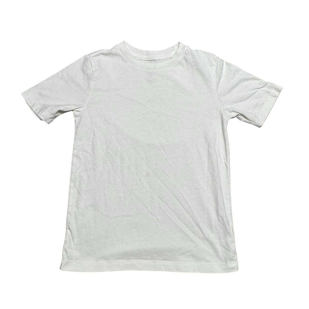 Wonder Nation Kids White Short Sleeve Crew Neck T-Shirt Size S 6-7 Solid Tee